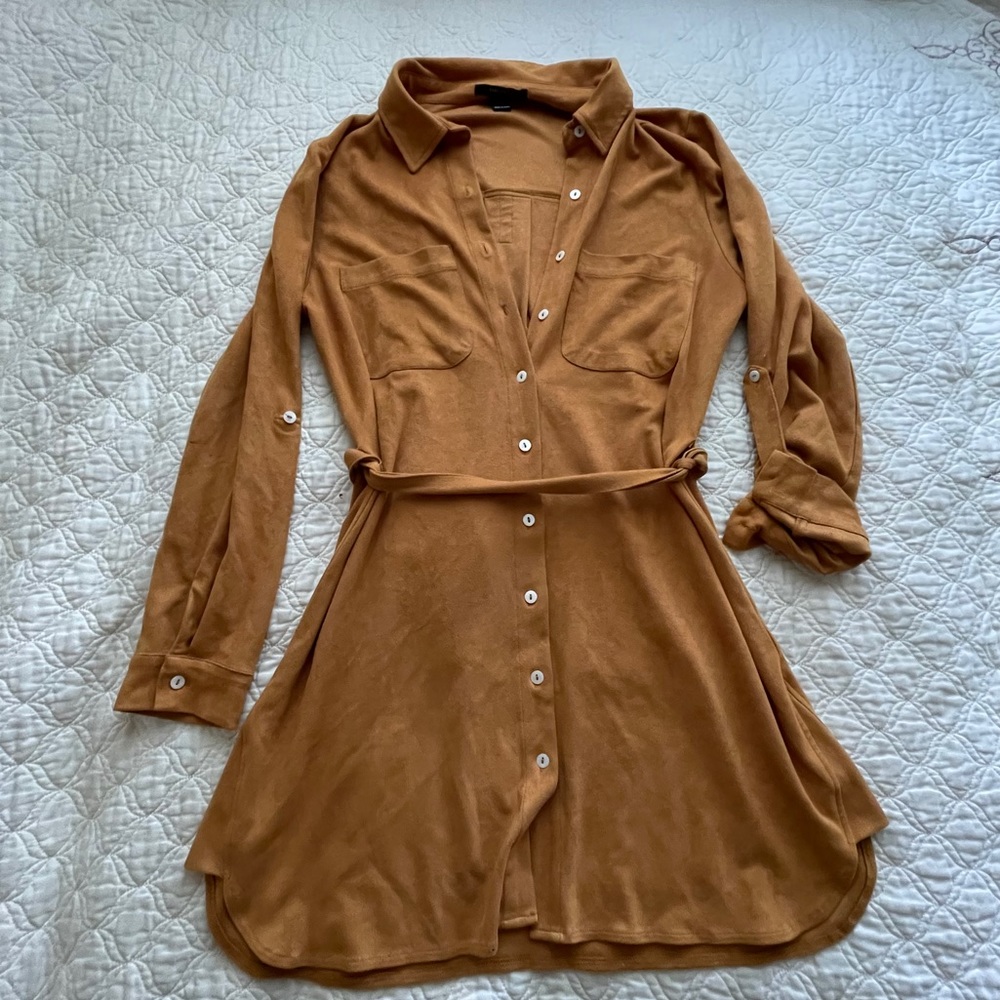 Golden Brown Dress With Adjustable Sleeves